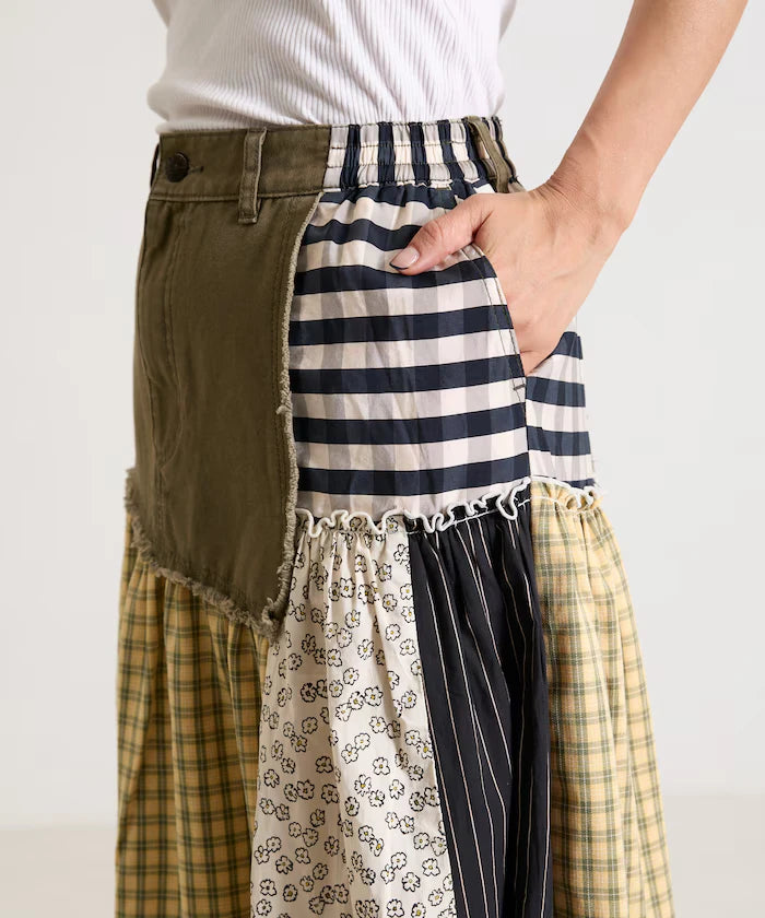 Flower & Check Docking Skirt