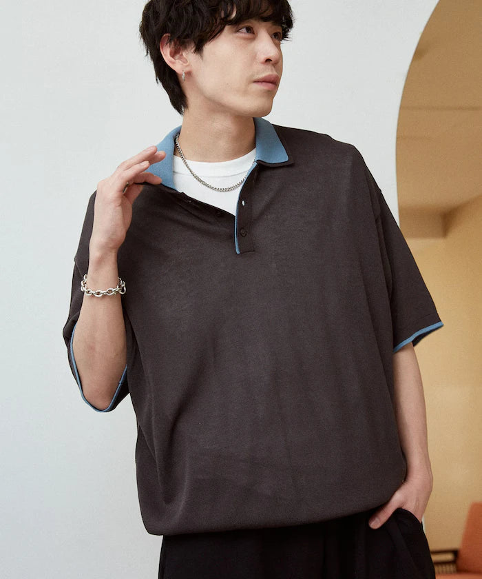 LOVE POP STUDIO Collar Layered Knit Polo Shirt Limited Edition