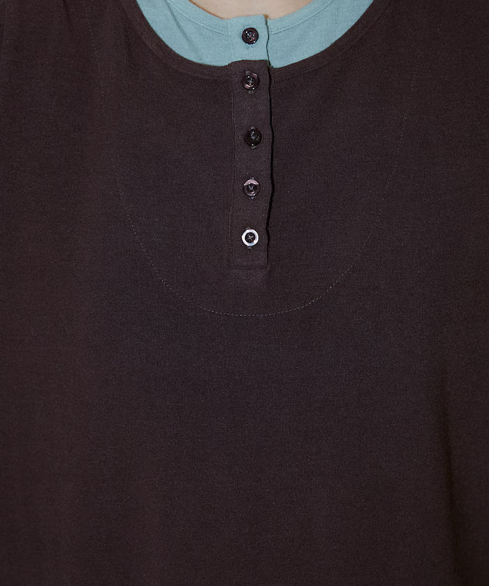 Layered-style Henley Neck T-shirt Limited Edition
