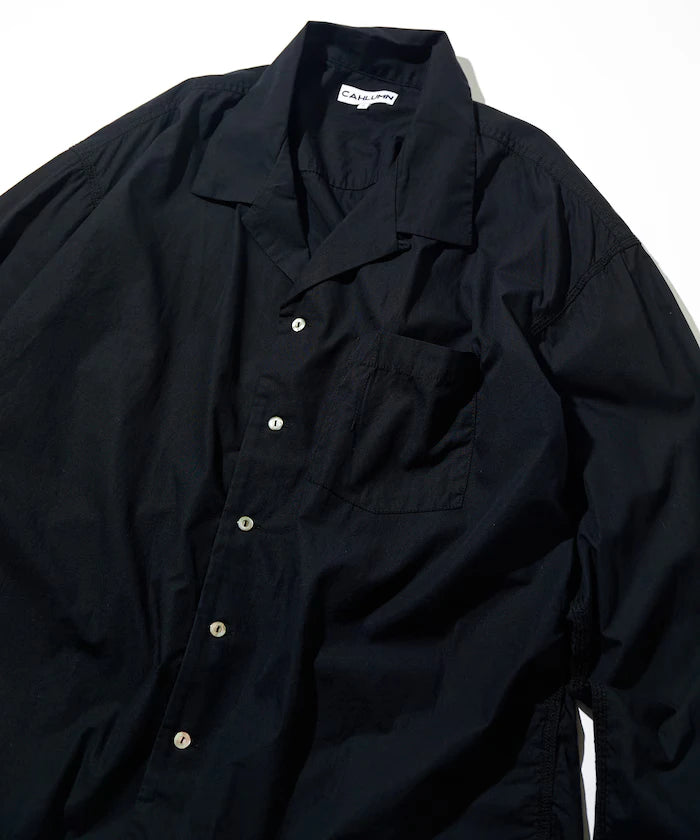 Magazine Pocket Broadcloth Open Collar Shirt
