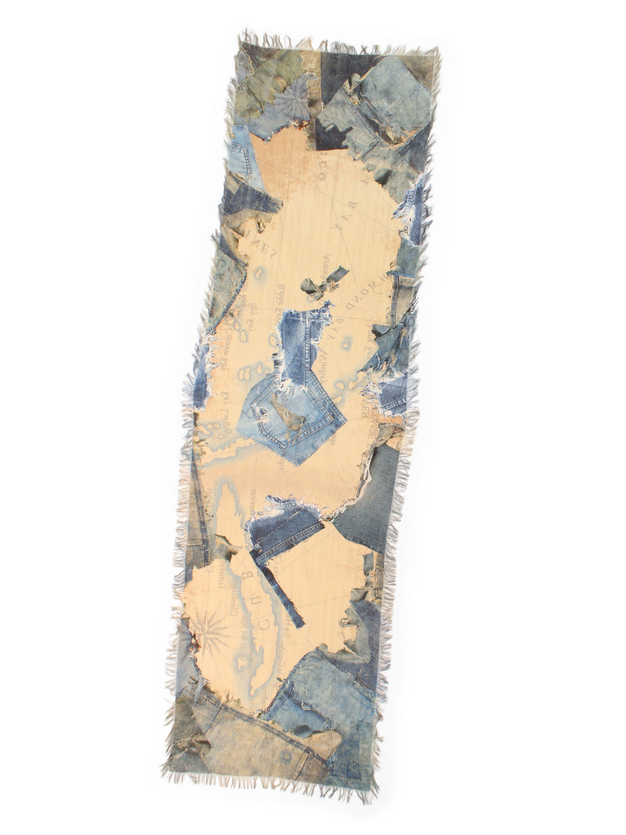 Rayon Fringe Stole (KAYO HUESO Denim Map)