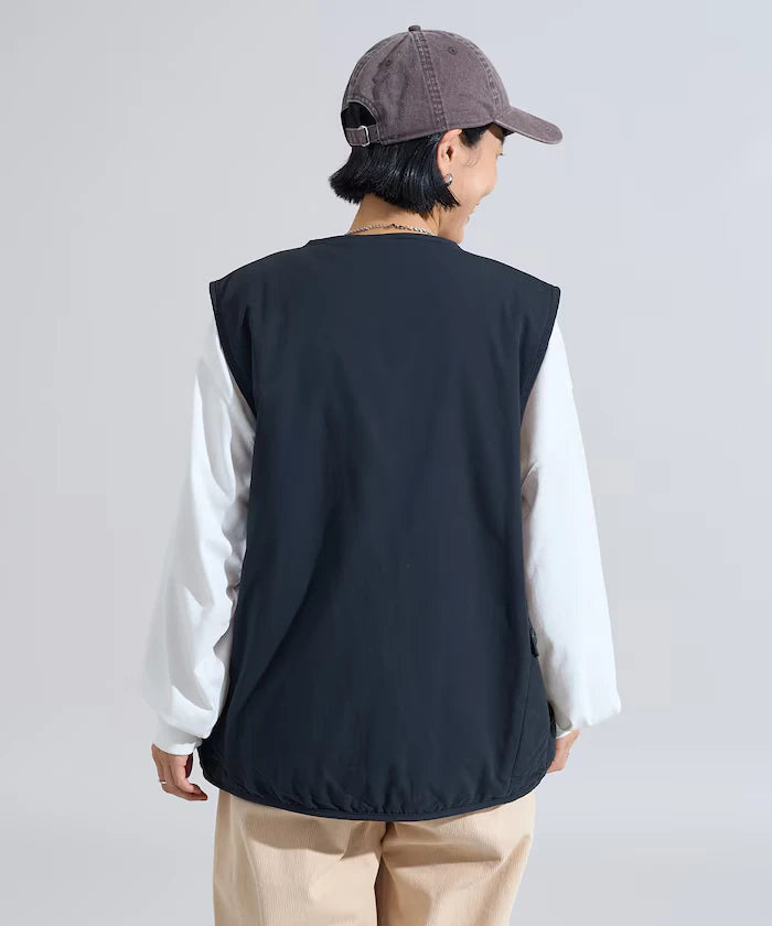 Cotton Nylon Twill Reversible Boa Vest