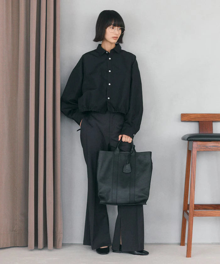 Hem Code Switch Short Length Long Sleeve Shirt