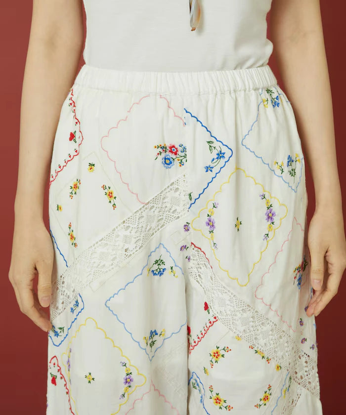 Flower Handkerchief Embroidered Pants