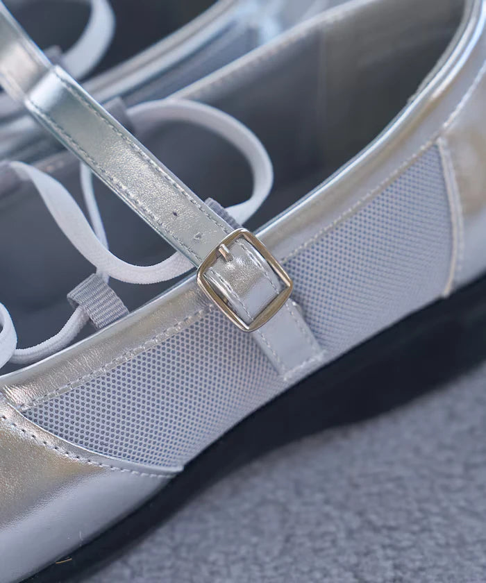 Lace-Up Mesh Ballet Shoes