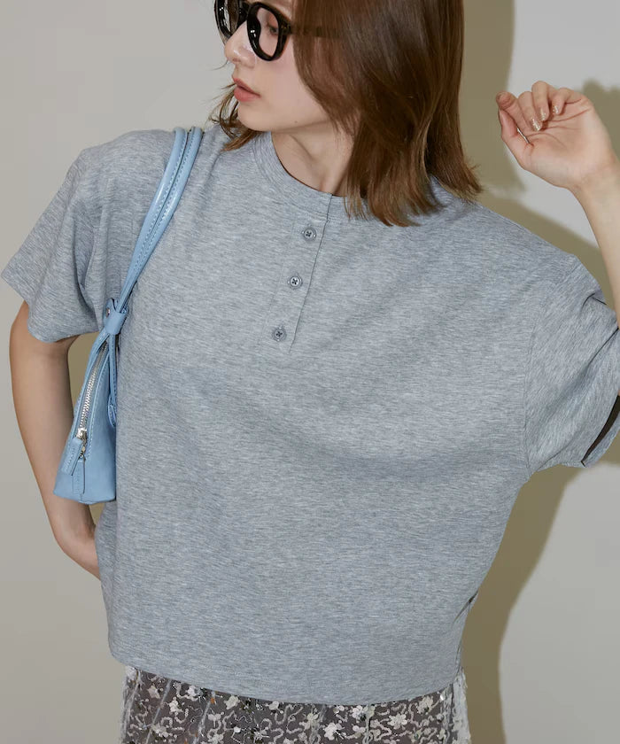 <contact cool> Cool Ponte Henry Neck T-Shirt Limited Release