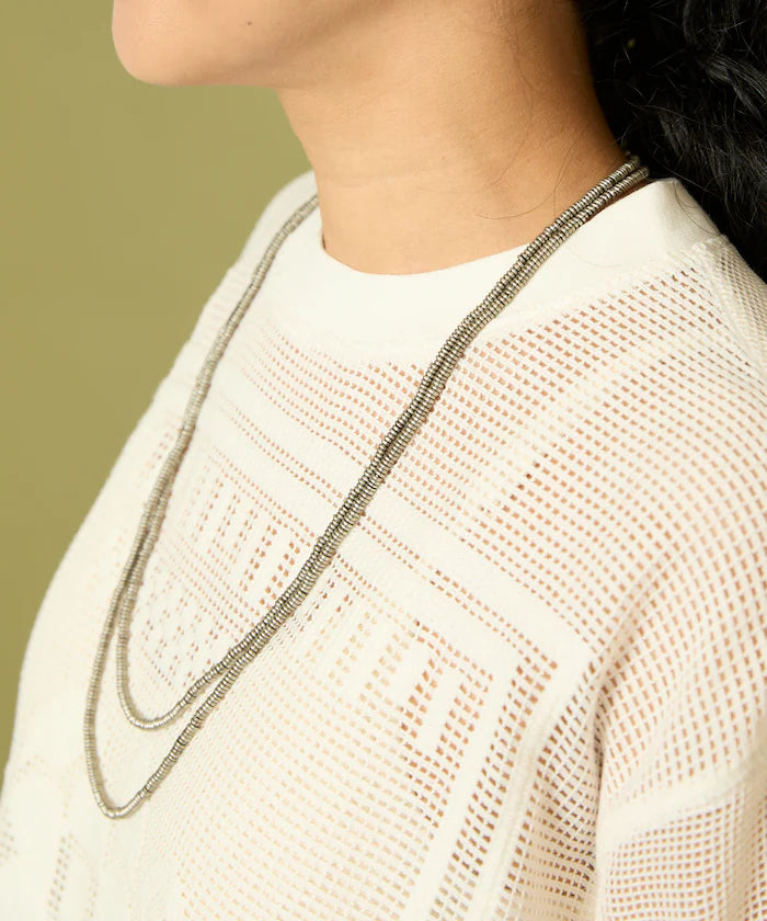 Disk Type Metal Beads Long Necklace 140cm