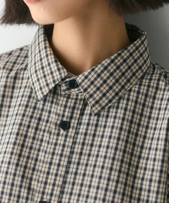 Hem Code Switch Short Length Long Sleeve Shirt