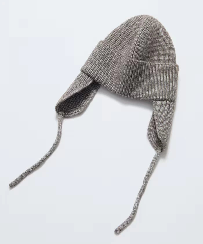 Mix Yarn Ear-Added Knit Cap
