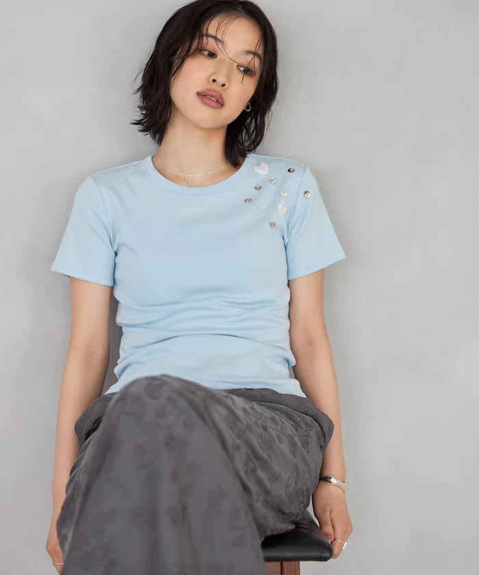 Many Button Cotton Modal Short Sleeve T-Shirt