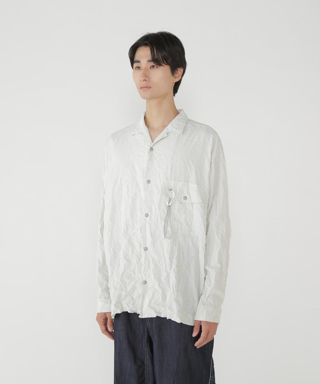 washer pleated open LS shirt (M)