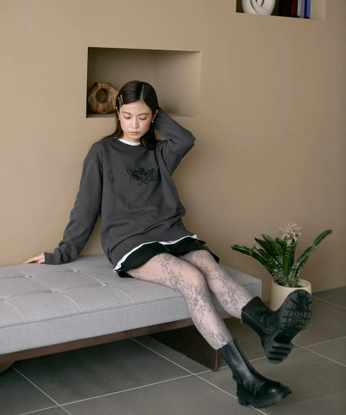 Organic Cotton Animal Logo Print Sweat / CAT / Relaxed Fit / French Terry Sweat