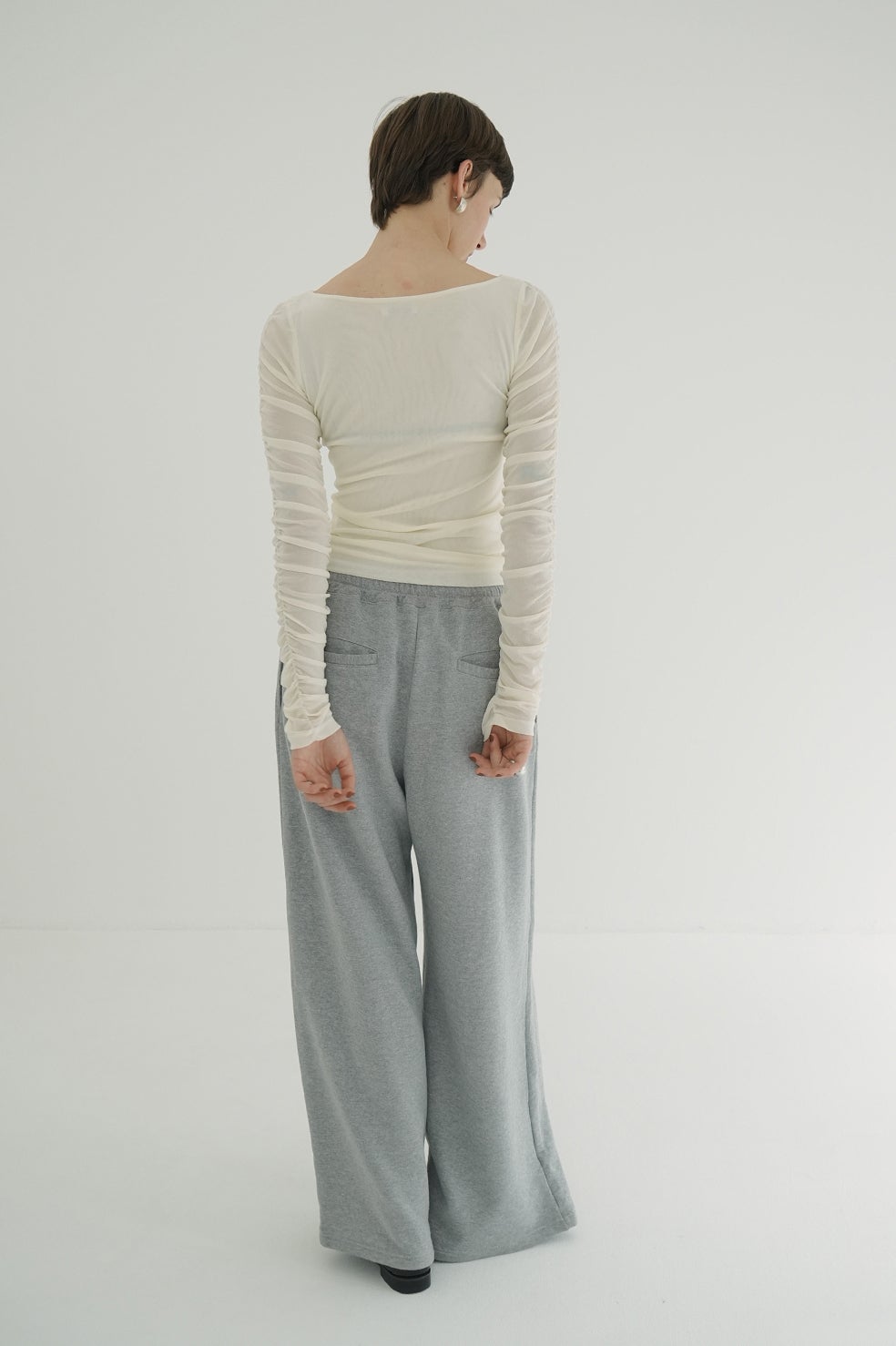 W TULLE SHIRRING TOPS