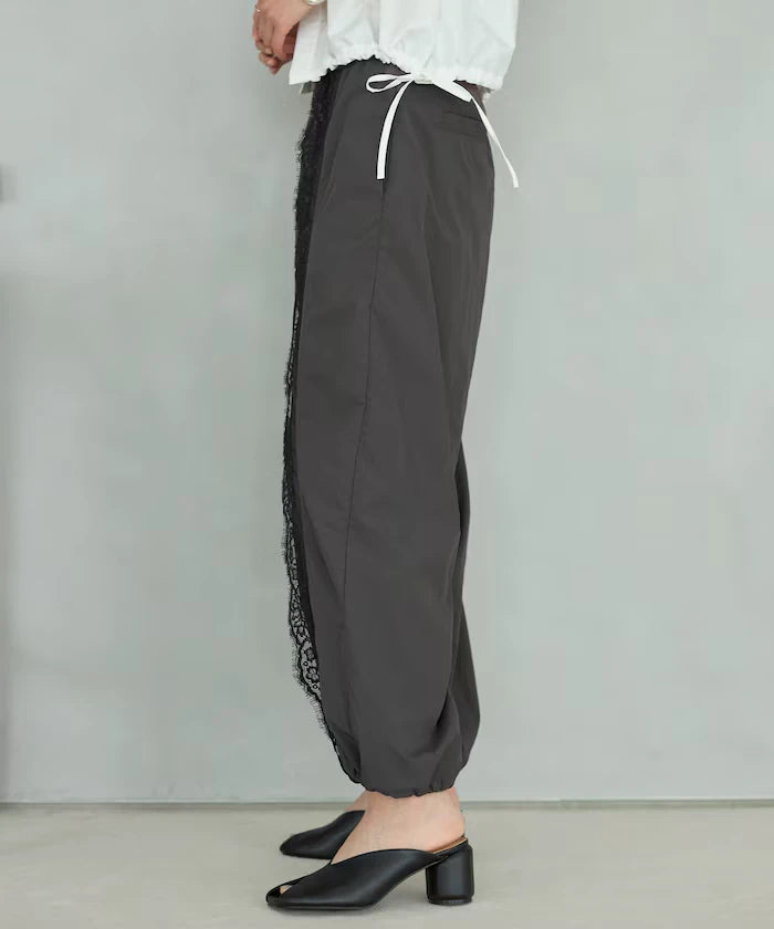 Nylon Lace Easy Wide Pants