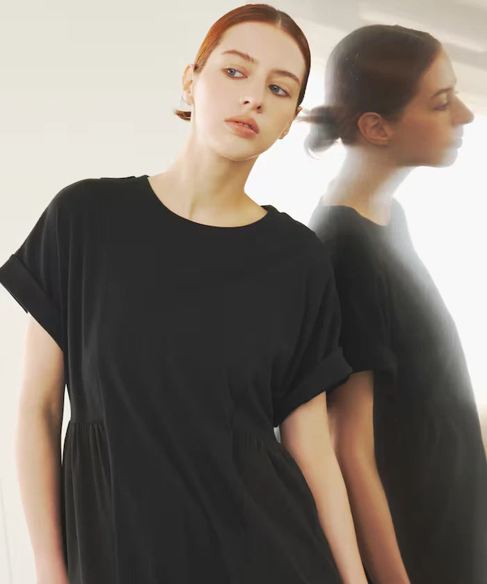 Organic Cotton Mixed Material Docking Gather Dress