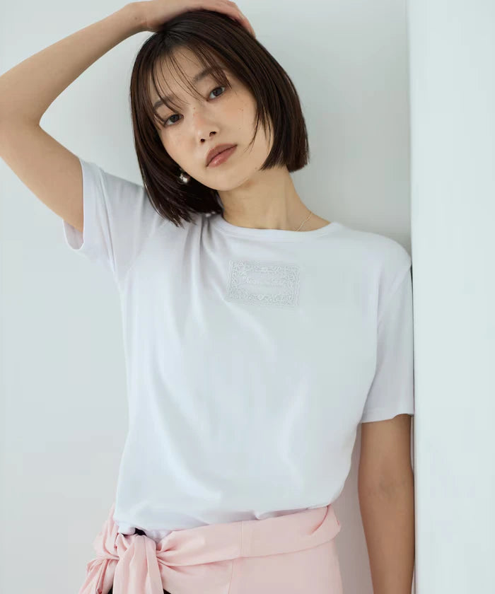 Lace Applique Cotton Modal T-Shirt