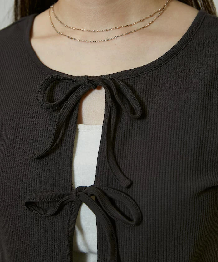 Light Waffle 2WAY Ribbon Cardigan Limited Edition