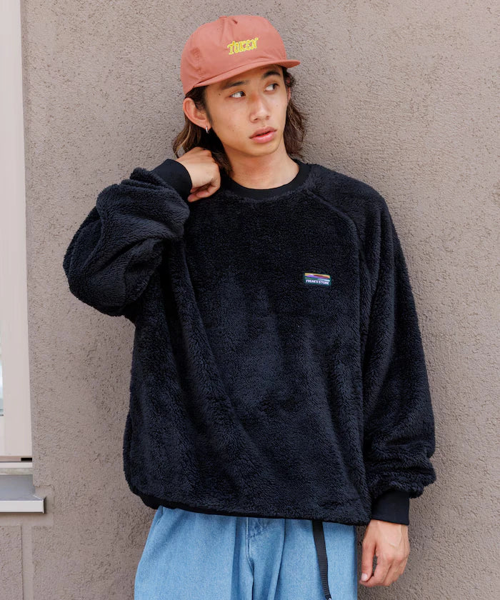 Relaxed Fit Raglan Sleeve Shaggy Fleece Pullover