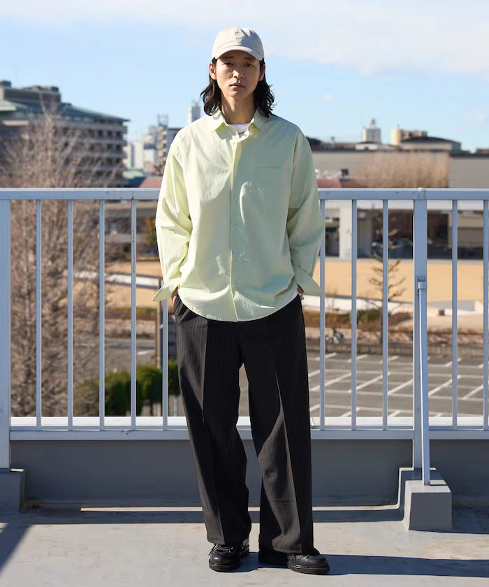 Nuance Color Oversized Regular Collar Long Sleeve Shirt