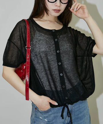 Washable Linen Hem Cord Summer Knit Cardigan Limited Edition