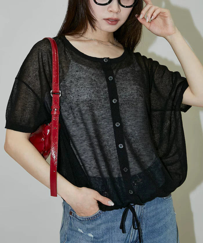 Washable Linen Hem Cord Summer Knit Cardigan Limited Edition