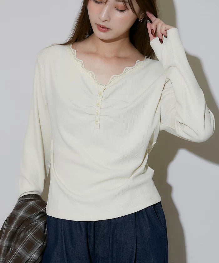 Henley Neck Lace Long Sleeve T Limited Edition