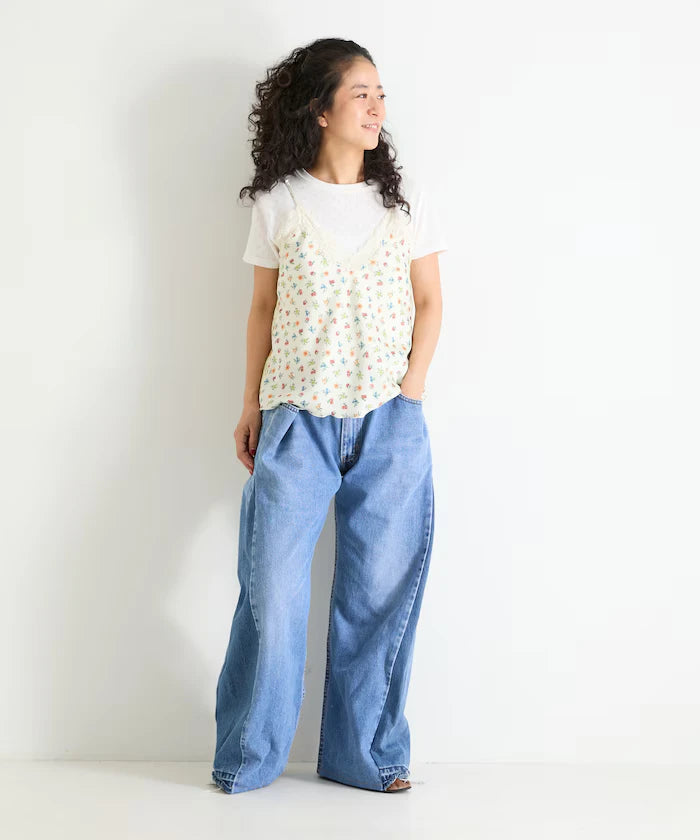 Vintage Remake Tuck Denim Pants
