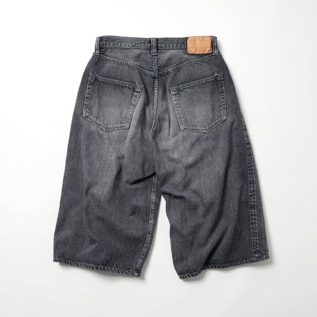 Recycled Waste Suvin Cotton Yarn 11.5oz. Denim 5Pocket Wide Shorts Vintage Washed