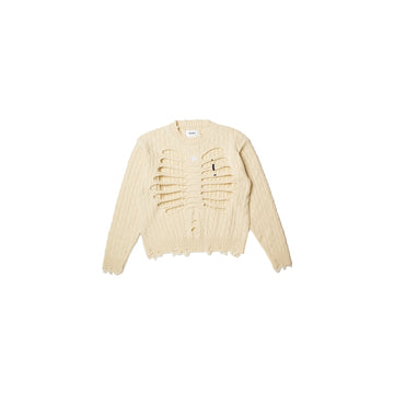 RIB CAGE CABLE KNIT PULLOVER：IVORY