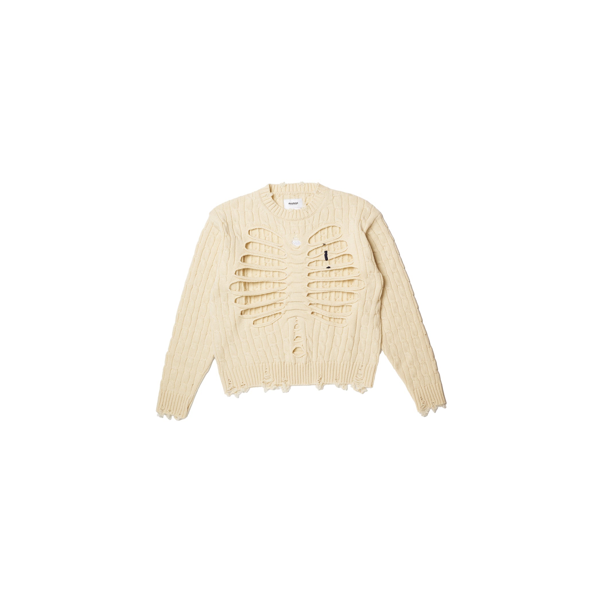 RIB CAGE CABLE KNIT PULLOVER：IVORY