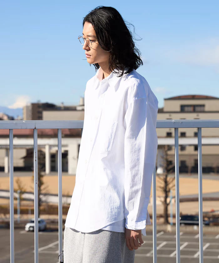 Oversized Classic Regular Collar Chambray Shirt Long Sleeve