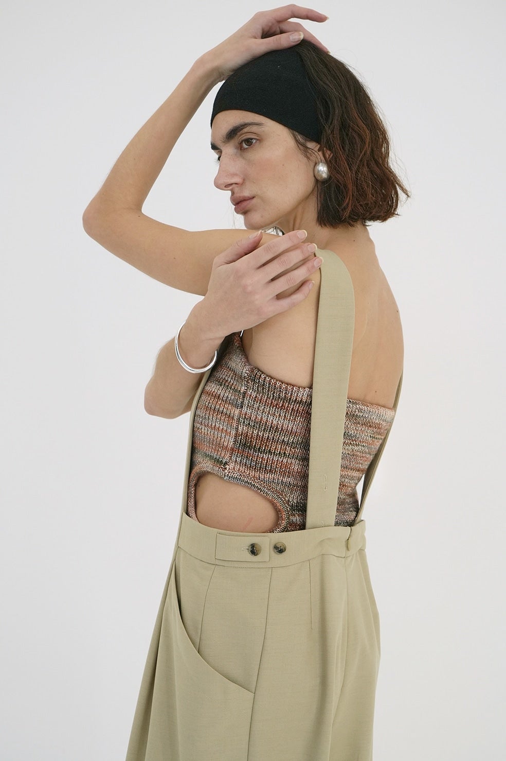 MIX BORDER SIDE HOLE KNIT TOPS