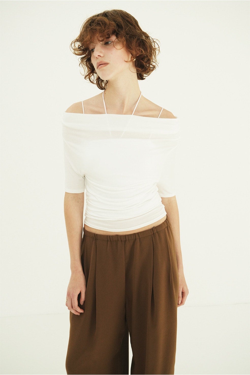 DRAPED OFF SHOULDER H/S TOPS