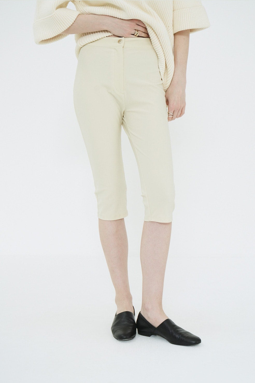 STRETCH RIB CAPRI PANTS