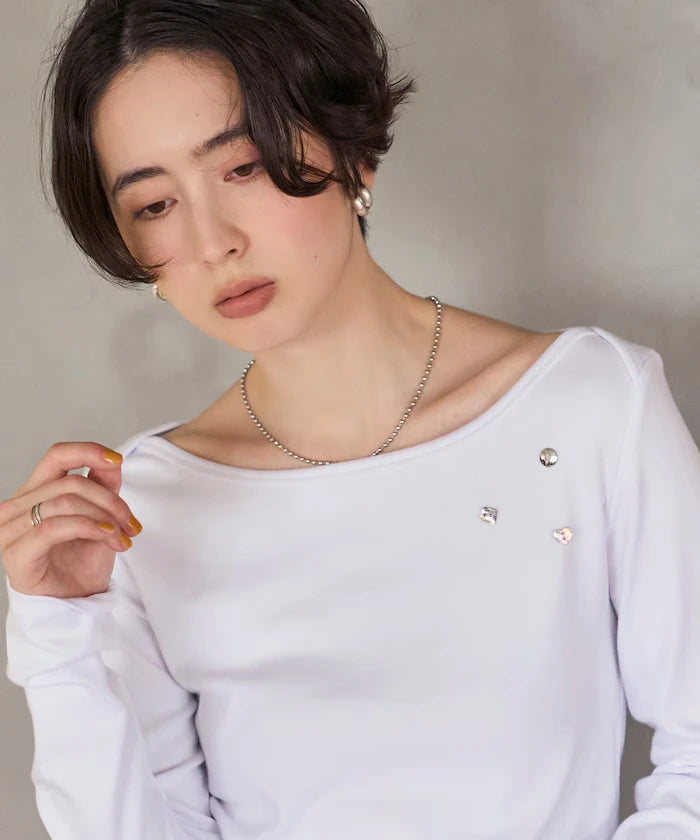 Many Button Cotton Modal Long Sleeve T-Shirt