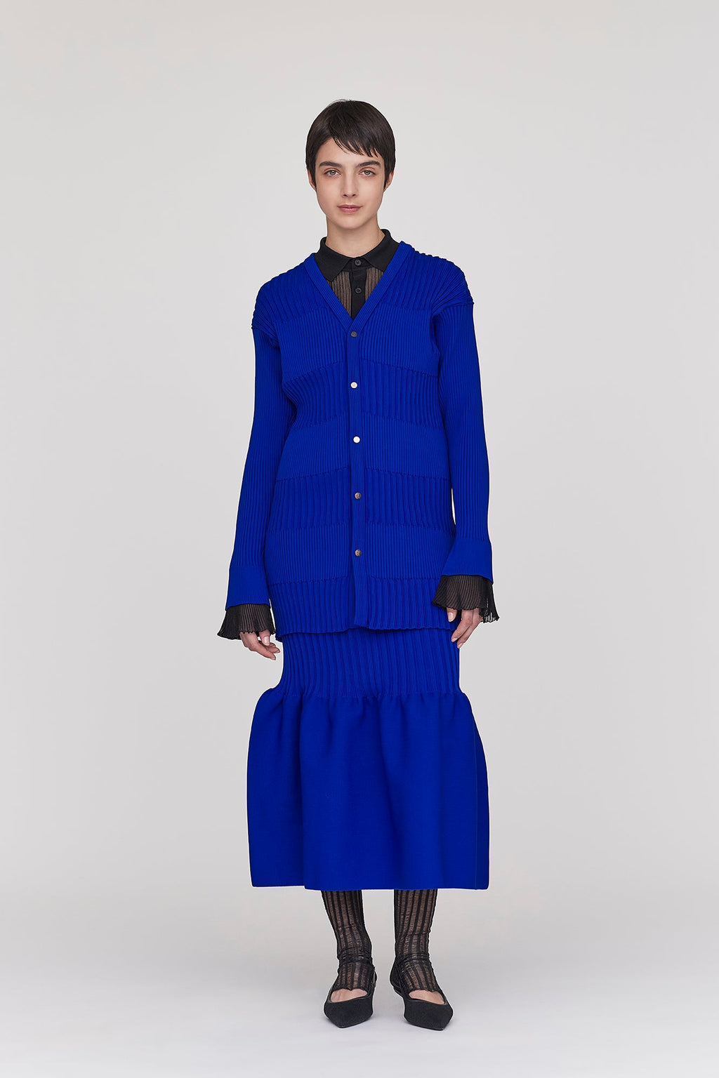 FLUTED LONG CARDIGAN