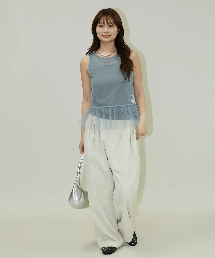 <Set Item> Tulle Layered Tank Top Limited Edition