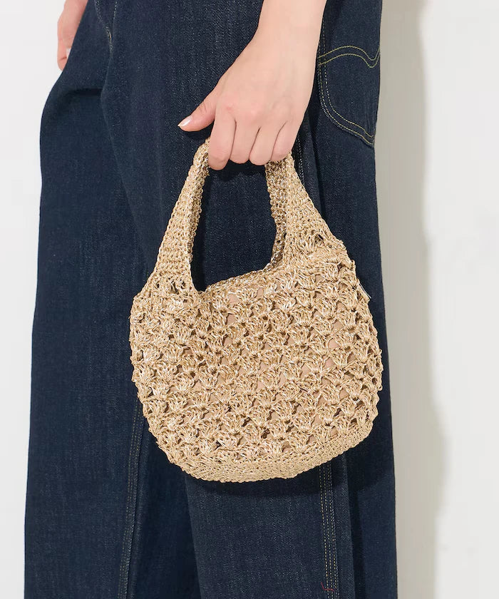 Lurex Yarn Hand Knitted 2WAY Bag