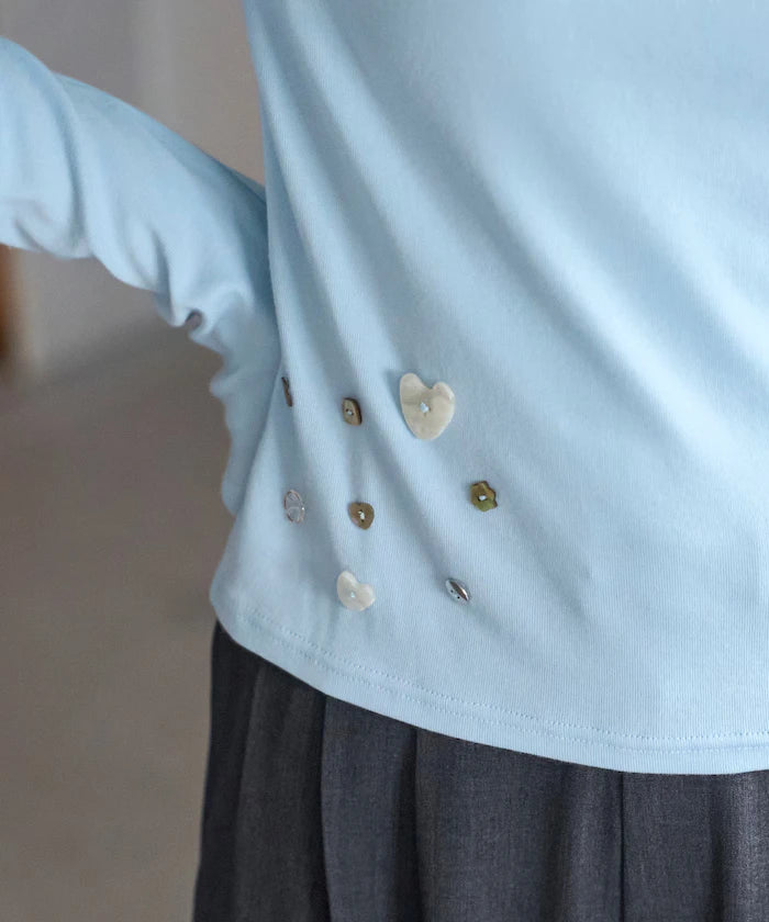 Many Button Cotton Modal Long Sleeve T-Shirt