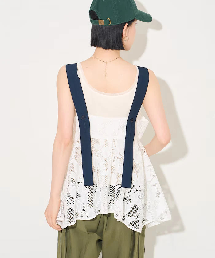 Flower Motif Batten Lace Iris Hem Camisole Top 【Limited Edition】