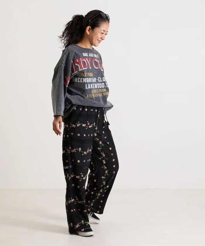 Dobby Floral Embroidery x Lace Pants