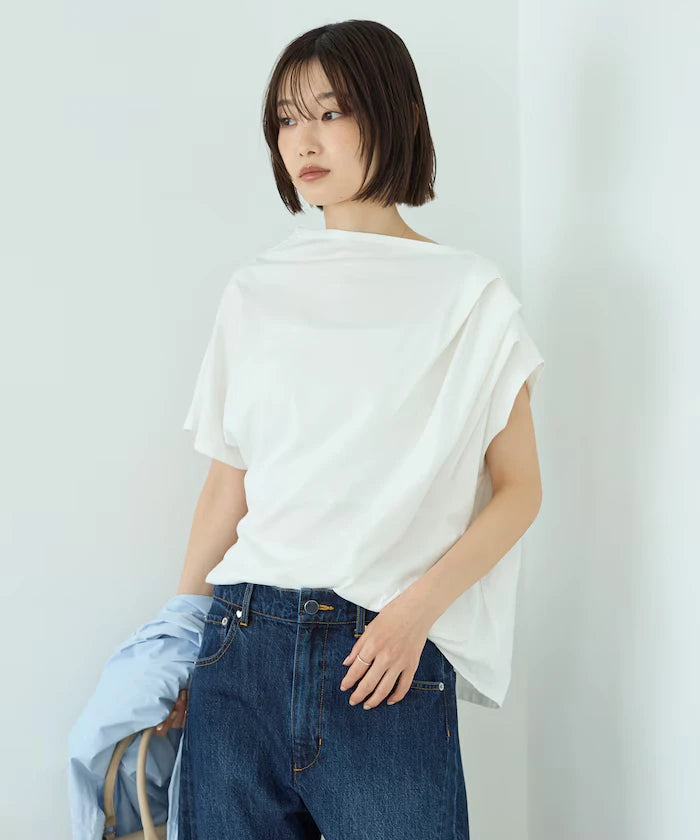 Organic Cotton Asymmetrical Draped Top