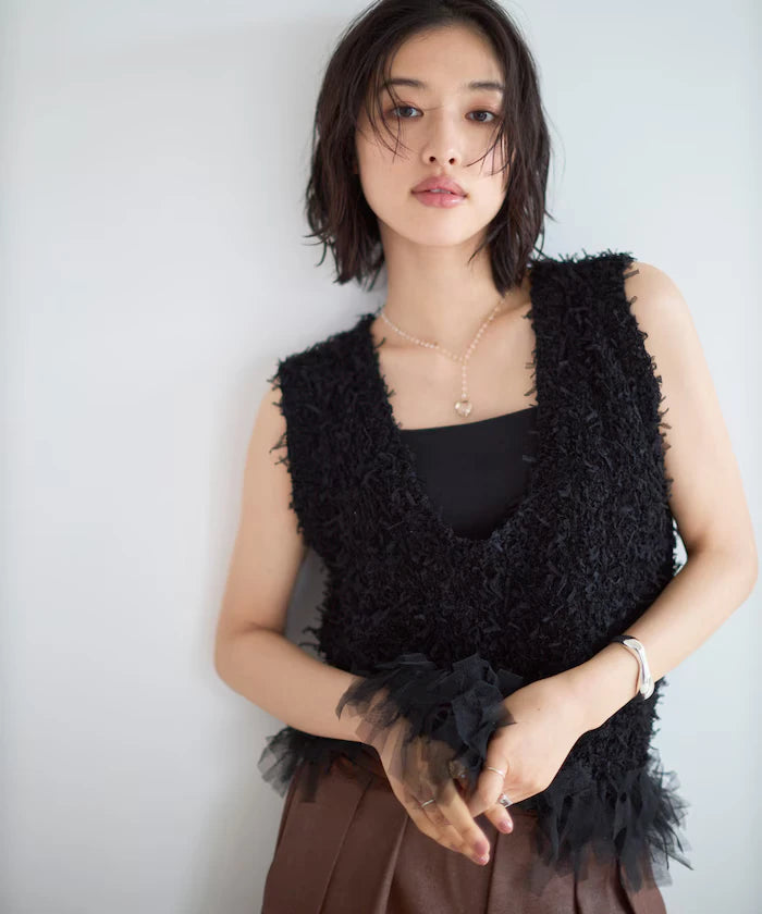 2WAY Fringe Hem Knit Vest