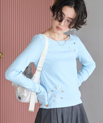 Many Button Cotton Modal Long Sleeve T-Shirt