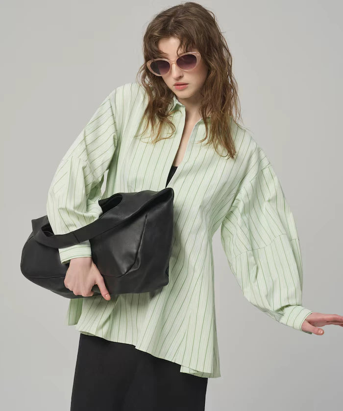 Flare Silhouette Skipper Balloon Sleeve Shirt