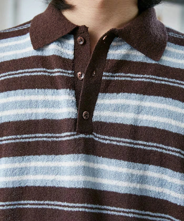 LOVE POP STUDIO Border Knit Polo Shirt Limited Edition