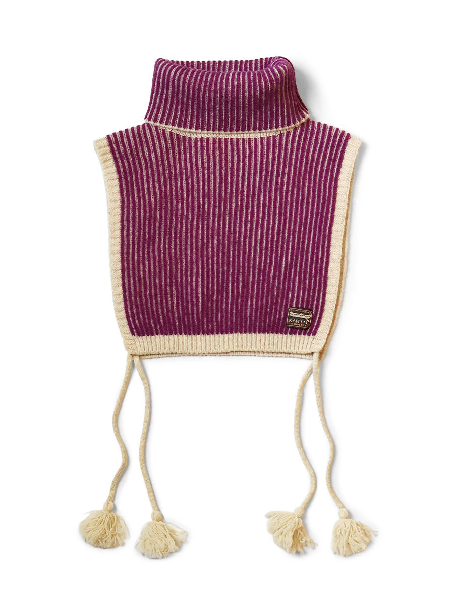 5G Wool High Neck Stripe Bib Poncho