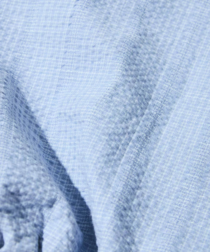 Seersucker Spindle Open Collar Short Sleeve Shirt