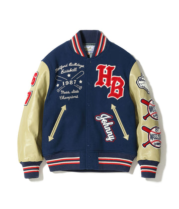 30oz. WOOL MELTON AWARD JACKET “BULLDOGS” (NAVY)