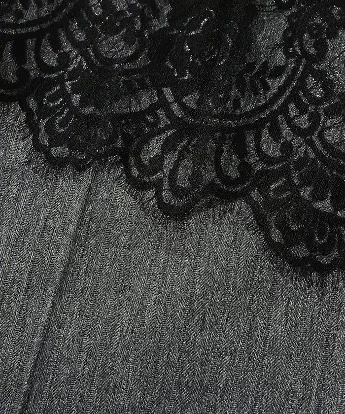 Lace Layered Slacks / Center Press Wide Slacks